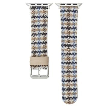 Watch Band Apple Watch Series 10 42mm Vintage Wool + Leather Strap Bracelet - Light Brown + Blue