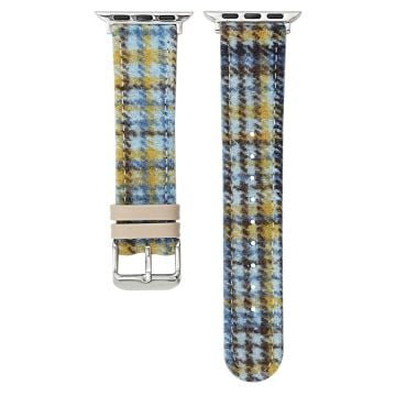 Watch Band Apple Watch Series 10 42mm Vintage Wool + Leather Strap Bracelet - Ice Blue