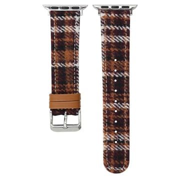 Watch Band Apple Watch Series 10 42mm Vintage Wool + Leather Strap Bracelet - Brown