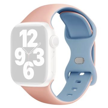 KALEBOL Silicone Watch Strap Apple Watch Series 10 42mm Butterfly Buckle Band - Pink + Misty Blue