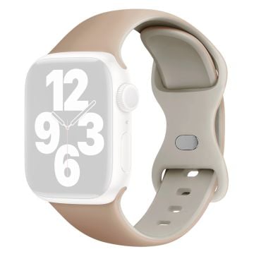 KALEBOL Silicone Watch Strap Apple Watch Series 10 42mm Butterfly Buckle Band - Milk Tea + Rock White