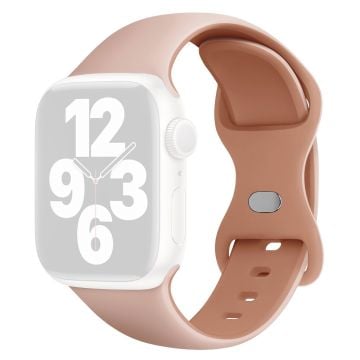 KALEBOL Silicone Watch Strap Apple Watch Series 10 42mm Butterfly Buckle Band - Pink + Rose Grey