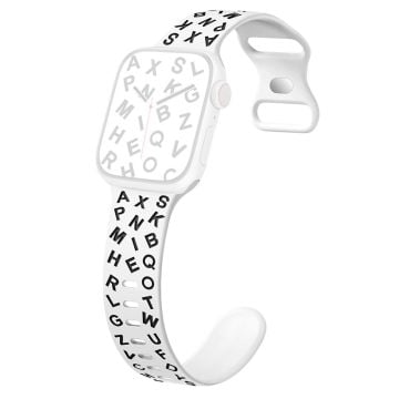 KALEBOL Alphabet Letter Silicone Strap Apple Watch Series 10 42mm Epoxy Watch Band - White + Black