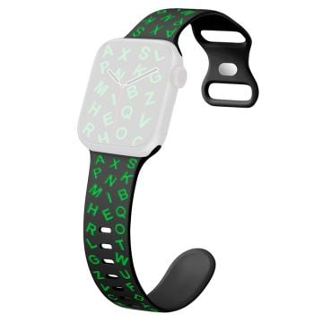 KALEBOL Alphabet Letter Silicone Strap Apple Watch Series 10 42mm Epoxy Watch Band - Black + Green