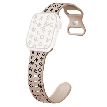 KALEBOL Alphabet Letter Silicone Strap Apple Watch Series 10 42mm Epoxy Watch Band - Walnut + Black