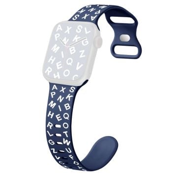 KALEBOL Alphabet Letter Silicone Strap Apple Watch Series 10 42mm Epoxy Watch Band - Midnight Blue + White