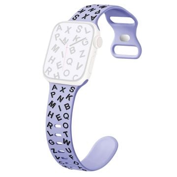 KALEBOL Alphabet Letter Silicone Strap Apple Watch Series 10 42mm Epoxy Watch Band - Purple + Black