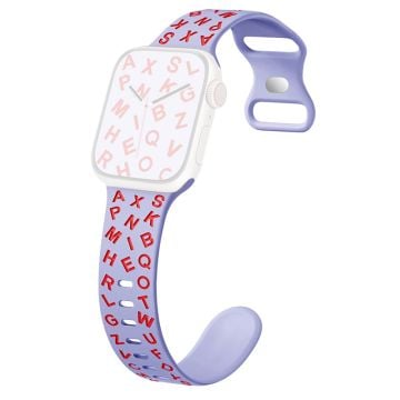 KALEBOL Alphabet Letter Silicone Strap Apple Watch Series 10 42mm Epoxy Watch Band - Purple + Red