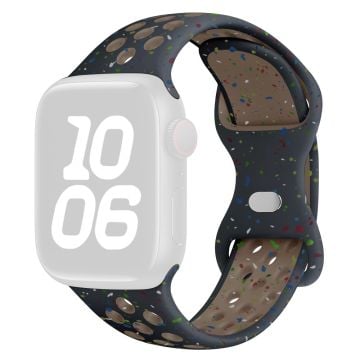 KALEBOL Color Dots Silicone Strap Apple Watch Series 10 42mm Butterfly Buckle Band - Black