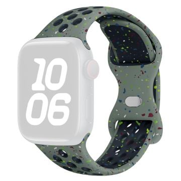 KALEBOL Color Dots Silicone Strap Apple Watch Series 10 42mm Butterfly Buckle Band - Army Green