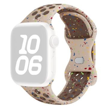 KALEBOL Color Dots Silicone Strap Apple Watch Series 10 42mm Butterfly Buckle Band - Khaki