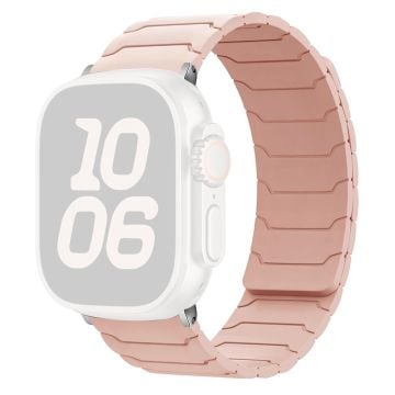 KALEBOL Silicone Magnetic Watch Band Apple Watch Series 10 42mm Armor Warrior Strap - Pink