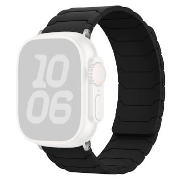 KALEBOL Silicone Magnetic Watch Band Apple Watch Series 10 42mm Armor Warrior Strap - Black