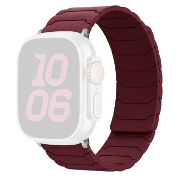 KALEBOL Silicone Magnetic Watch Band Apple Watch Series 10 42mm Armor Warrior Strap - Wine Red