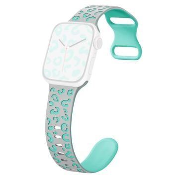 KALEBOL Leopard Silicone Band Apple Watch Series 10 42mm Dual Color Strap - Grey + Cyan