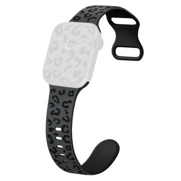 KALEBOL Leopard Silicone Band Apple Watch Series 10 42mm Dual Color Strap - Coal Black + Black