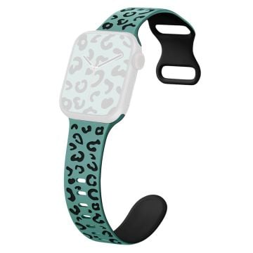 KALEBOL Leopard Silicone Band Apple Watch Series 10 42mm Dual Color Strap - Cactus Green + Black