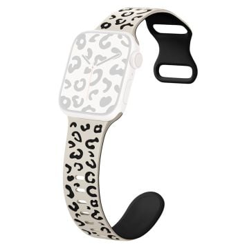 KALEBOL Leopard Silicone Band Apple Watch Series 10 42mm Dual Color Strap - Starlight + Black