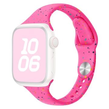 KALEBOL Silicone Watch Strap Apple Watch Series 10 42mm Colorful Flakes Band - Hot Pink