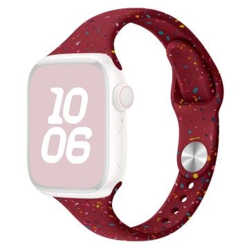 KALEBOL Silicone Watch Strap Apple Watch Series 10 42mm Colorful Flakes Band - Wine Red