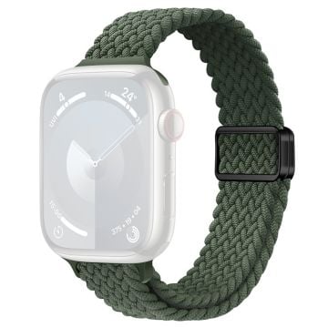 KALEBOL Braided Watch Strap Apple Watch Series 10 42mm Magnetic Nylon Sport Wristbands - Dark Olive Green