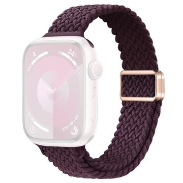 KALEBOL Braided Watch Strap Apple Watch Series 10 42mm Magnetic Nylon Sport Wristbands - Crimson Cherry