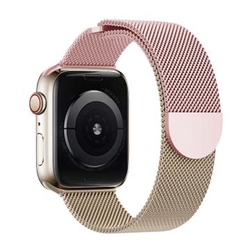 KALEBOL Milanese Magnetic Band Apple Watch Series 10 42mm Stainless Steel Gradient Strap - Pink + Rose Gold