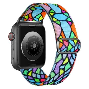 Färgstarkt klockarmband i flytande nylon för Apple Watch Series 9/8/7/6/SE 41mm/40mm/38mm - Geometrisk Regnbåge