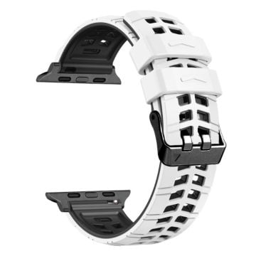 Silikonarmband i två färger för Apple Watch Series 1-5 42mm-44mm - Vit + Svart