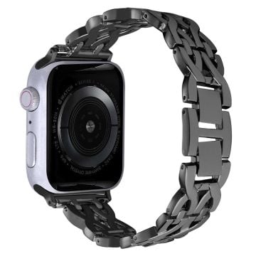 Strassbelagt dubbel X-legeringsarmband för Apple Watch 41mm/40mm - Svart