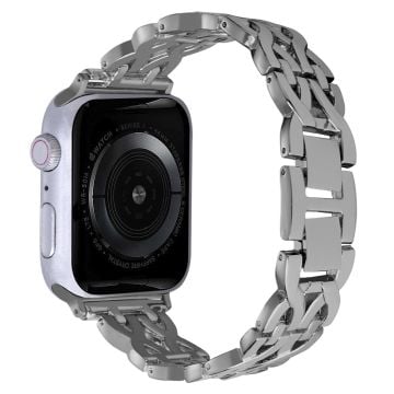 Strassbelagt dubbel X-legeringsarmband för Apple Watch 41mm/40mm - Silver