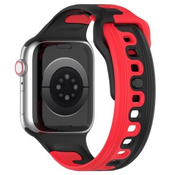 Klockarmband Apple Watch Series 9 8 7 41mm / SE (2023) SE (2022) SE Series 6 5 4 40mm / Series 3 2 1 38mm Dubbelfärgat silikonarmband - Svart / Röd