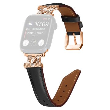 Rose Gold Buckle Strap Apple Watch Universal 41mm/40mm/38mm klockarmband - Svart