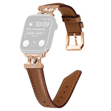 Rose Gold Buckle Strap Apple Watch Universal 41mm/40mm/38mm klockarmband - Brun