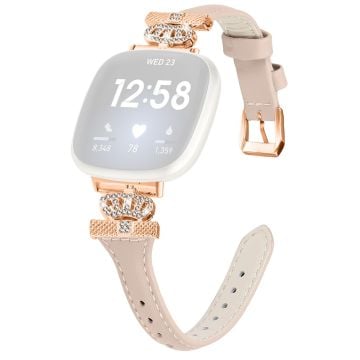 Fitbit Versa 3 / 4 / Sense / Sense 2 Rose Gold Buckle Watch Strap Crown Rhinestone Band - Aprikos