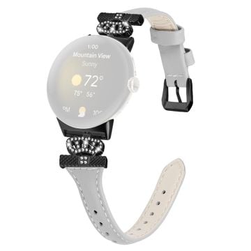 Google Pixel Watch / Watch 2 Svart klockarmband med spänne Krona Rhinestone Connector Armband - Grå