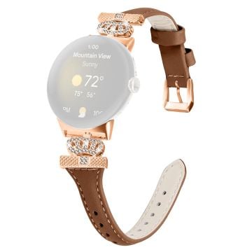 Google Pixel Watch / Watch 2 Klockarmband med spänne i roséguld och kronformad kontakt - Brun