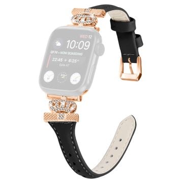 Rose Gold Buckle Strap Apple Watch Series Universal 41mm/40mm/38mm armband - Svart