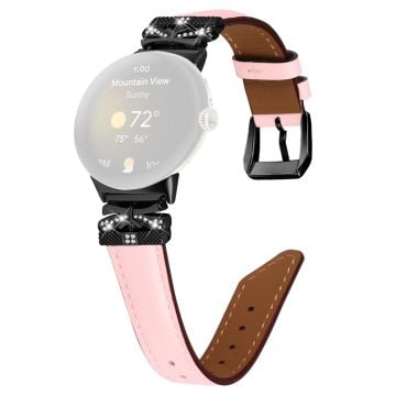 Google Pixel Watch / Watch 2 Klockarmband Svart spänne Butterfly Connector klockarmband - Rosa