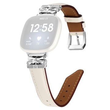 Fitbit Versa 3 / 4 / Sense / Sense 2 Silver Buckle Klockarmband Butterfly Connector Strap - Aprikos