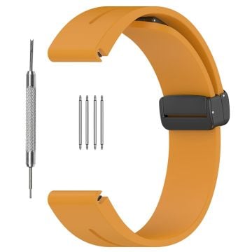 Huawei Watch GT 4 46mm / Samsung Galaxy Watch3 45mm / Garmin Venu 3 Svart klockarmband med spänne 22mm Magnetiskt silikonarmband - Mörkgul