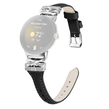 Klockarmband med silverspänne Google Pixel Watch / Pixel Watch 2 armband med fjärilsanslutning - Svart