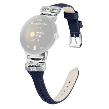 Klockarmband med silverspänne Google Pixel Watch / Pixel Watch 2 armband med fjärilsanslutning - Mörkblå