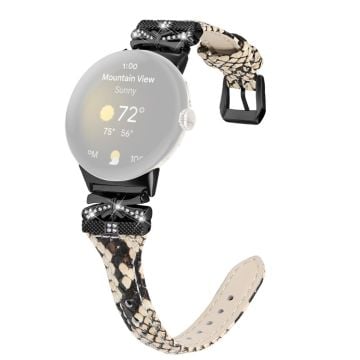 Svart klockarmband med spänne Google Pixel Watch / Pixel Watch 2 Butterfly Connector armband - Ormstruktur