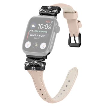 Klockarmband Apple Watch Series 9 8 7 41mm / 6 5 4 SE SE (2022) SE (2023) 40mm / 3 2 1 38mm Svart klockarmband med spänne - Aprikos