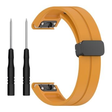 Garmin Fenix 7 / Forerunner 965 / 955 / 945 / 935 Silikonband Svart Spänne 22mm Klockarmband - Mörkgul