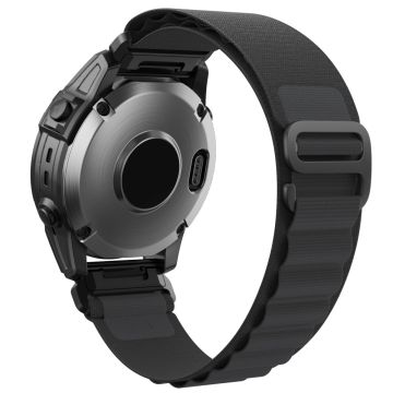 Garmin Fenix 7X / 7X Solar / Tactix 7 Pro Nylon Klockarmband Justerbart 26mm Quick Release Handledsrem - Svart