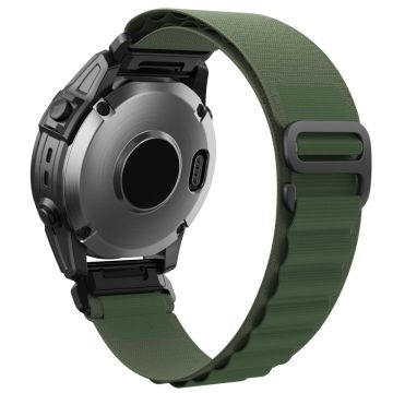 Garmin Fenix 7X / 7X Solar / Tactix 7 Pro Nylon Klockarmband Justerbart 26mm Quick Release Handledsrem - Militärgrön