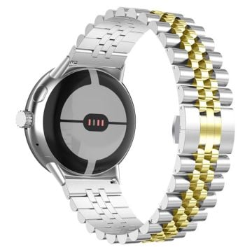 Google Pixel Watch / Watch 2 Ersättningsklockarmband i rostfritt stål - Silver / Guld