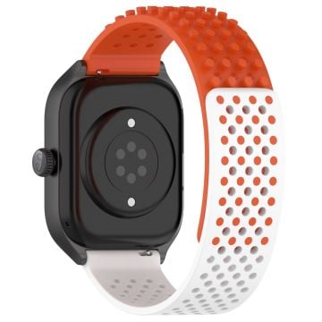 Huawei Watch GT 4 / 3 / 2 46mm silikonarmband 22mm andningsbart klockarmband med snabbkoppling - Orange / Vit